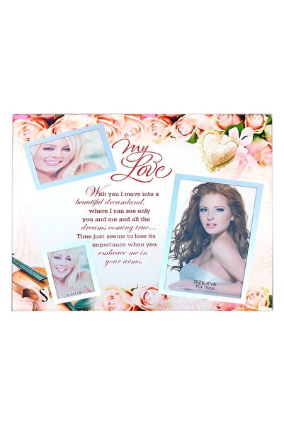 OEM Rama foto din sticla cu 3 poze, obiect decorativ, 30x25cm