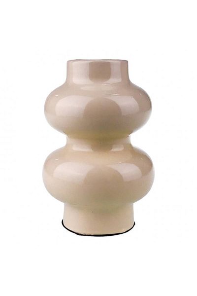 OEM Vază ceramică cu design circular 11x17 cm bej