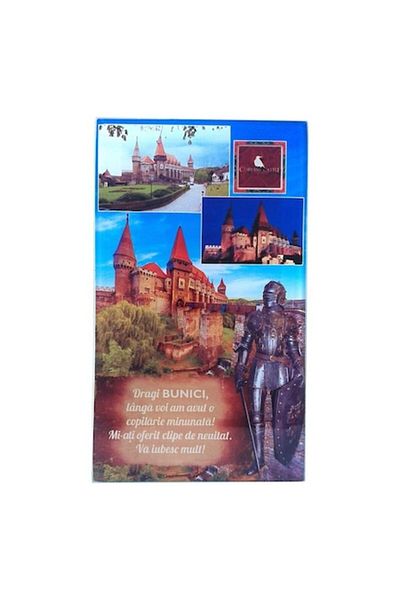 OEM Decorațiune de perete din sticlă cu Castelul Corvinilor și dedicație pentru bunici, M1, 10x17 cm