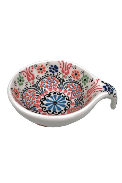 OEM Bol cu toarta pentru sos, ceramica, model floral, pictat manual, 10x4cm, Multicolor, M4