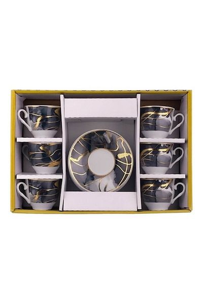 OEM Set din ceramica format din sase cesti si farfurii cu carouri