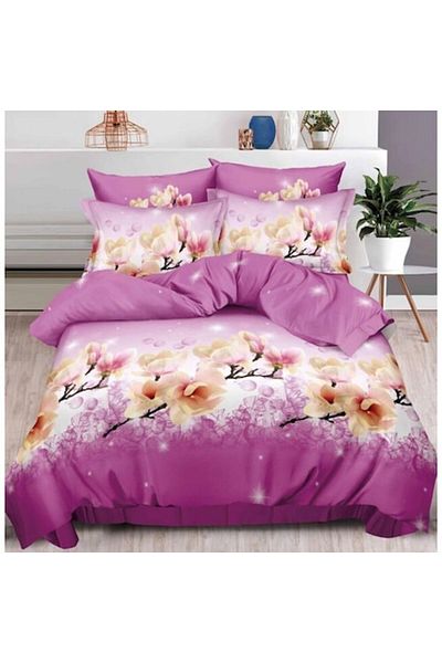 OEM Double Bedding Set, 6 Pieces, Finet, 3D Print, Blossoming Branches, 2 Persons, 240x250cm, Multicolor