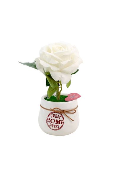 OEM Artificial Rose in Pot, 22x10x10 cm White