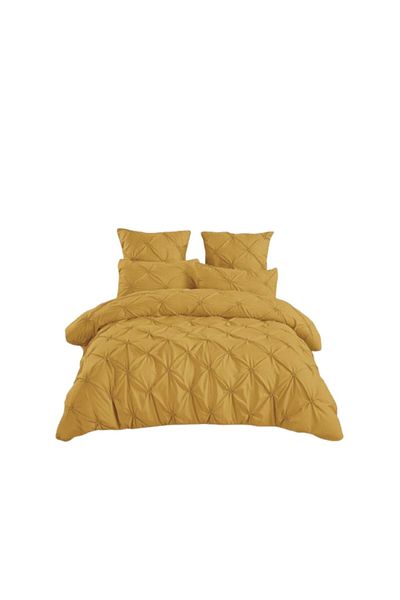 OEM Double Bedding Set, Embroidered Pleats, Solid Color, 6 Pieces, 2 People, Cotton Finet, 230x250cm, Mu