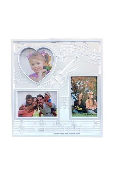 OEM Plastic Photo Frame with Notes and Space for Three Photos, 32x34cm, White