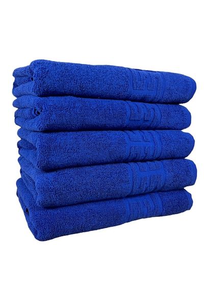 Plush Set 5 prosoape, albastre, 100% bumbac 550gr, 50x90cm