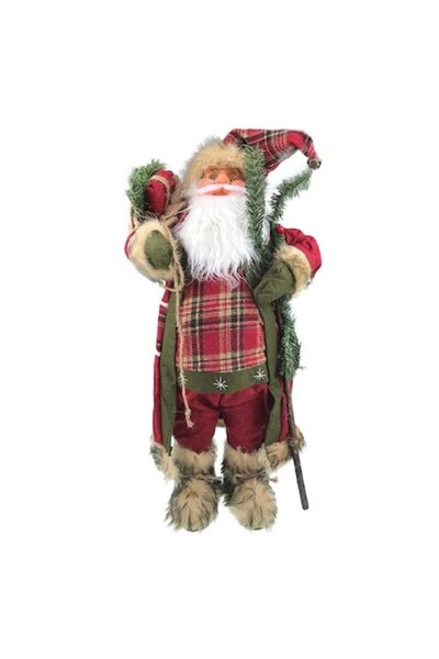 OEM Figurină Moș Crăciun cu haine textile, 90x40 cm