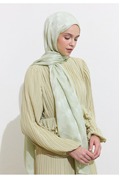 Freshscarfs Nori Silky Jacquard Shawl Soft Green
