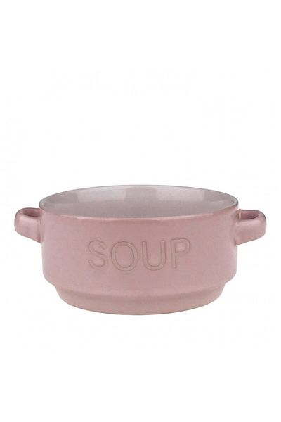 OEM Bol ceramic cu două mânere și inscripția „Supă” 13x6 cm roz
