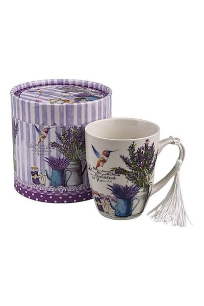 OEM Cană ceramică cu lavandă și sfoară, ambalaj în cutie cadou