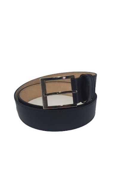 OEM Men's Leather Belt, Glossy Black with Black Stitching, Length 130 cm, M5