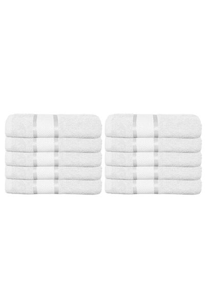 OEM Set 10 Bath Towels, Cotton, Solid Color, 400g/m², 70x140cm, White