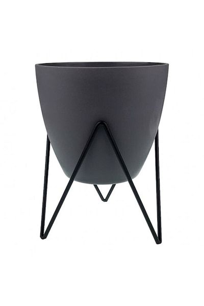 OEM Ghiveci tip vază, plastic/fier, 16x22 cm, gri