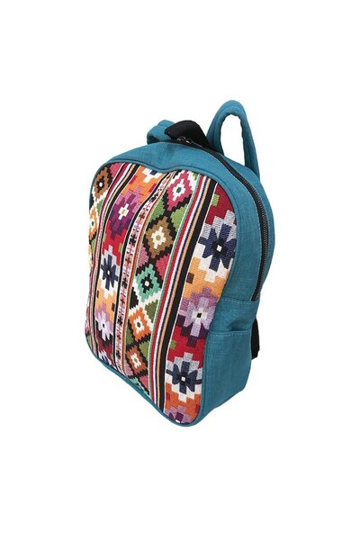 OEM Textile backpack with geometric and floral print, 30x37 cm