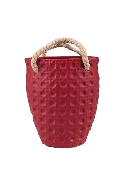 OEM Ceramic Vase in the Shape of a Purse 12x14 cm Red