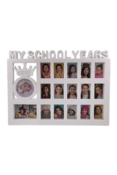 OEM Plastic Collage Photo Frame with "My School Years" Text, White, 35x26 cm