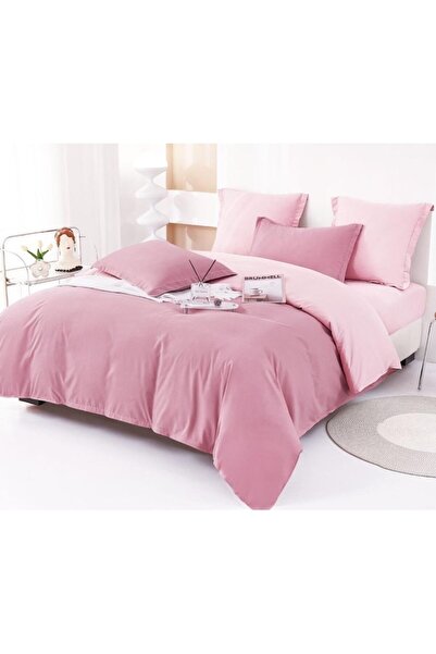 OEM Bed Linen Set, Bicolor, Finet, 6 Pieces, 230x250cm, Pink-Dusty Pink