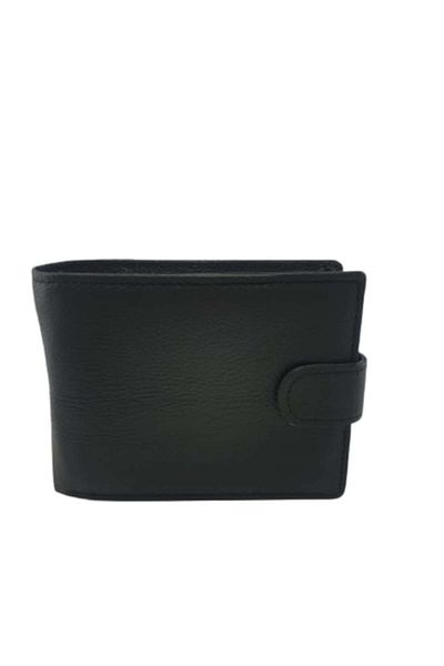 Leather Men's Wallet, Business Collection, Simple Black, 10x13cm