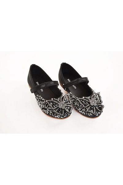 minibonito Girl's Stoned Butterfly Detailed Elsa Figured Ballerina Shoes