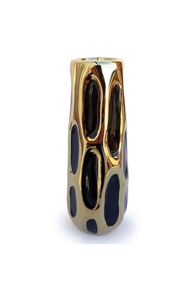 OEM Vază cilindrică ceramică cu cercuri negre, 20 cm