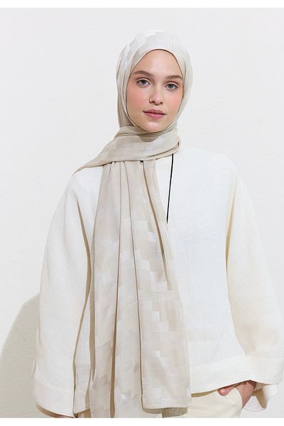 Freshscarfs Nori Silky Jacquard Shawl Stone