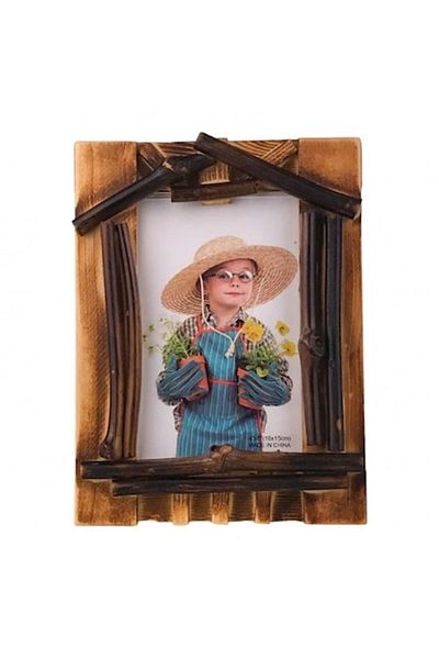 OEM Wooden Photo Frame with Branches, House-Shaped, 16x21 cm