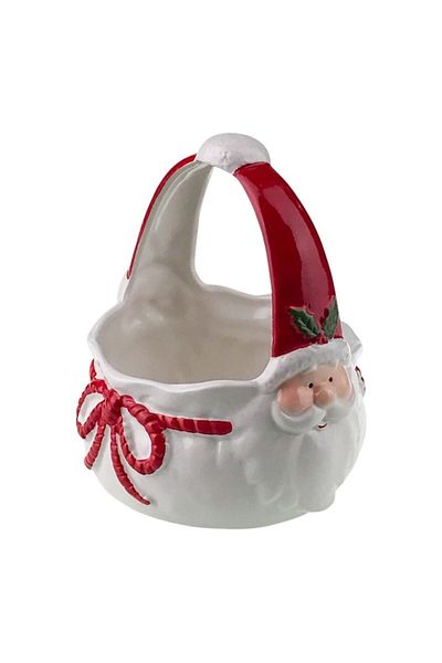 OEM Ceramic Basket with Handle and Santa Claus 17x19 cm