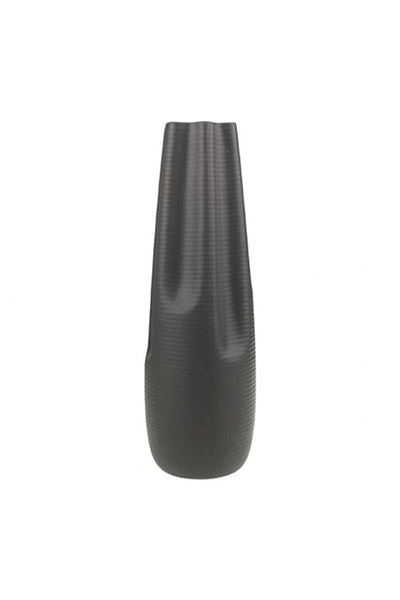 OEM Ceramic Vase with Horizontal Stripes and Narrow Opening, Gray, 11x35 cm