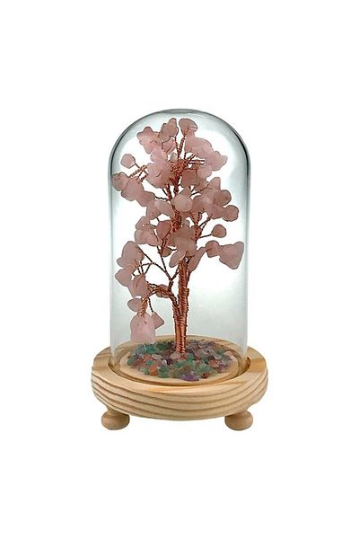 OEM Decorative Tree in Dome with Adventurine Stones, 10x18 cm, Pink-Multicolor