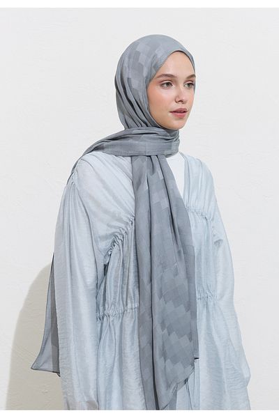 Freshscarfs Nori̇ Silk Jacquard Shal Blue-Grey
