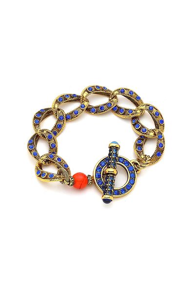 Mon Reve Royal Link Navy Blue Zircon, Coral Natural Stone Bracelet