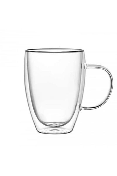OEM Cană de cafea cu pereți dubli, 450 ml, 14x8,5 cm, transparentă