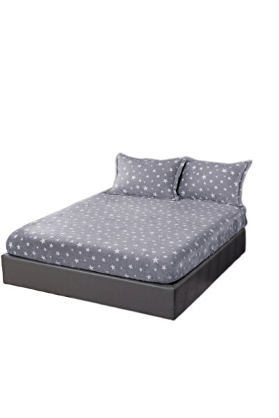 OEM Bed Sheet and 2 Pillowcases Set, Cocolino, 3 Pieces, Star Print, 180x200cm, Gray-White