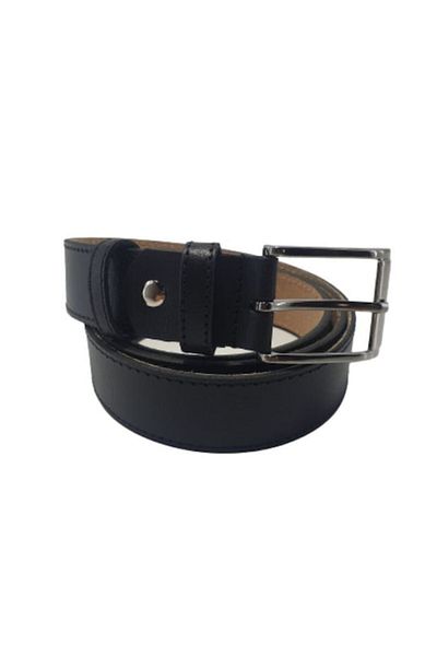 OEM Men's Leather Belt, Black, Simple Stitch M5, Width 3.5 cm