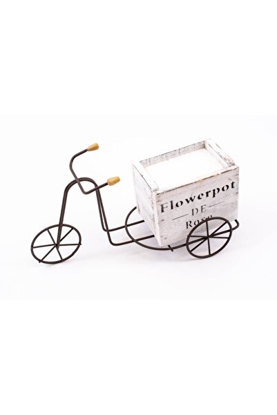 OEM Decorative Bicycle Planter, Wood 23.5x9 cm, White