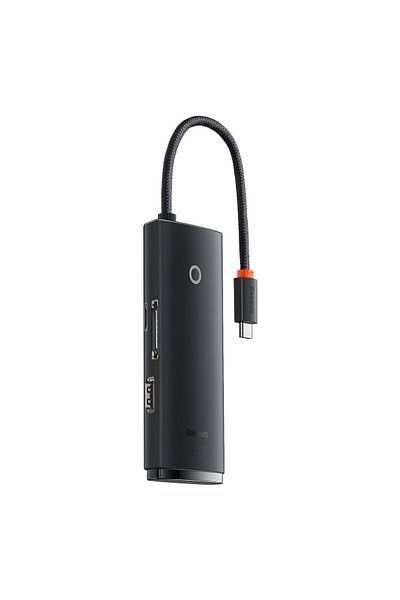 Baseus Lite Series wielofunkcyjny HUB USB-C 2 x USB 3.0 USB-C HDMI 1.4 SD-TF czarny