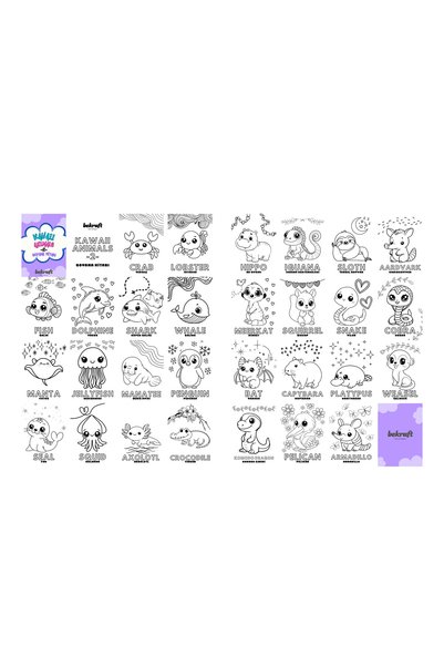Bekraft Kawaii Animals 3-Piece Coloring Book Set