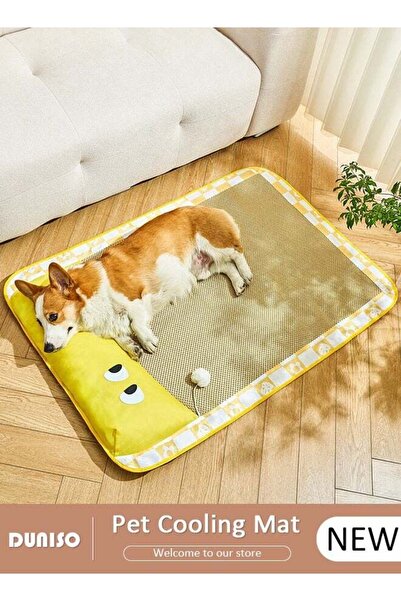 DOMEET Pet Cooling Bed, Washable Cooling Pets Ice Pad Rattan Mat Nest,Pet Cooling Mats, Pet Ice Pad Bed wit