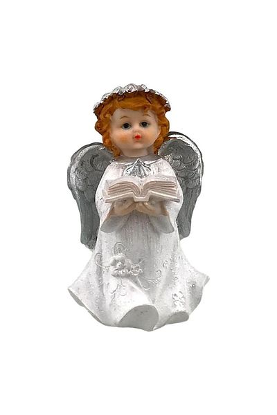 OEM Decoratiune ingeras cu carticica de rugacine, 8x14 cm, alb
