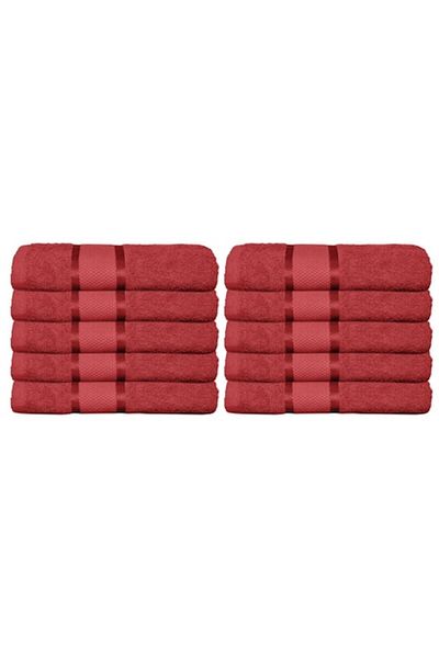 OEM Set of 10 bath towels, Cotton, Plain, 400g/m², 70x140cm, Red