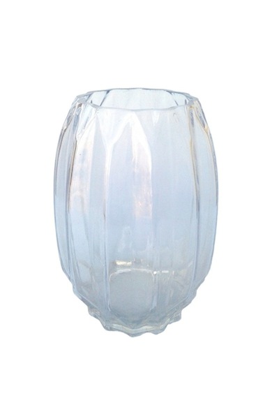 OEM Vază ovală din sticlă cu gură ondulată și caneluri 20 cm