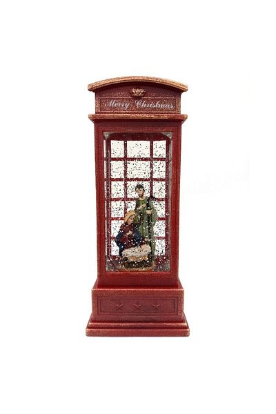 OEM Decoratiune din plastic in forma de cabina telefonica cu figurine reprezentand nasterea lui Isus, 11