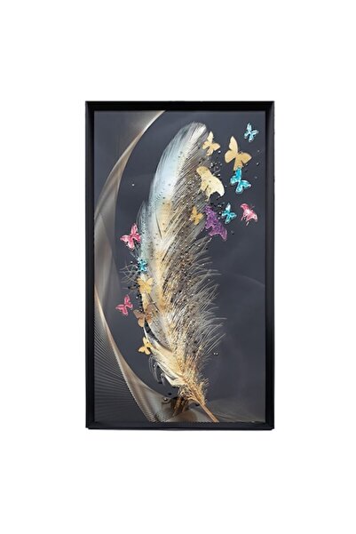 OEM Tablou cu rama din plastic cu aplicatii de pietricele colorate, 83x43cm, M6