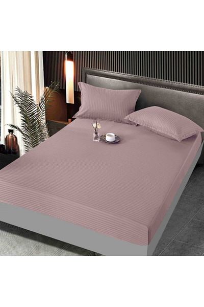 JOJO HOME Husa de pat, cu elastic, Jojo Home, Damasc, 2 persoane, Uni, 160x200cm, Lila