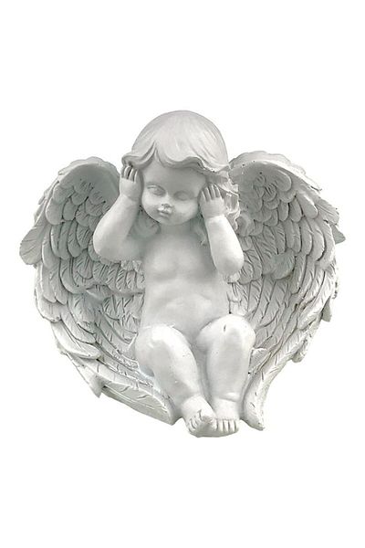 OEM Decoratiune ingeras nu aud, 15x14 cm, rasina, alb