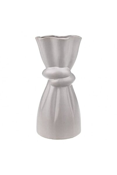 OEM Vază ceramică - Design înnodat 12x24 cm Albă