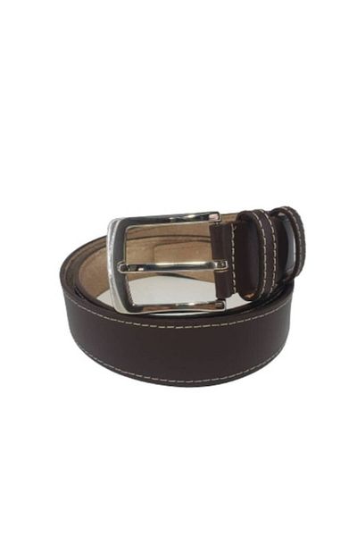 OEM Men’s Leather Belt, Brown with White Stitching, 4 cm Width, M5