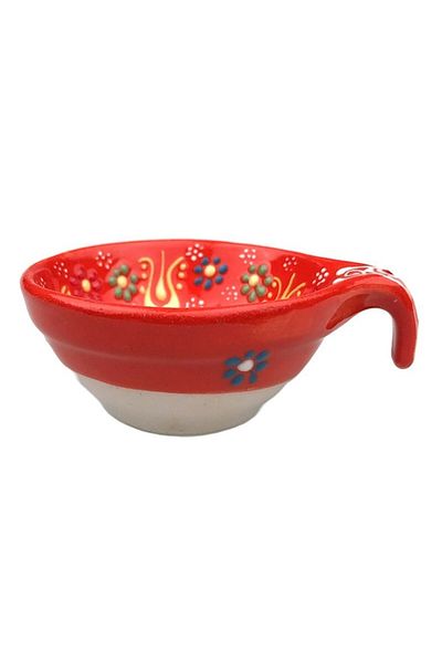 OEM Bol ceramic pentru sos cu mâner, design floral, pictat manual, 10x4cm, multicolor, M1