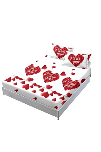 OEM Sheet and pillowcase set, Finet, 3 pieces, 1 person, roses and heart, 140x200cm, white-R