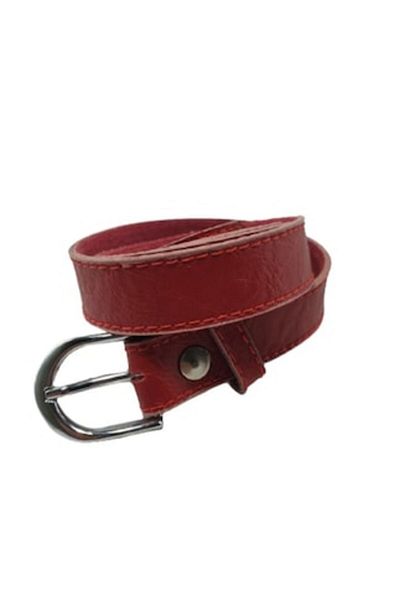 OEM Curea de dama piele naturala, fabricata in Romania, rosu, latime 2 cm, M2